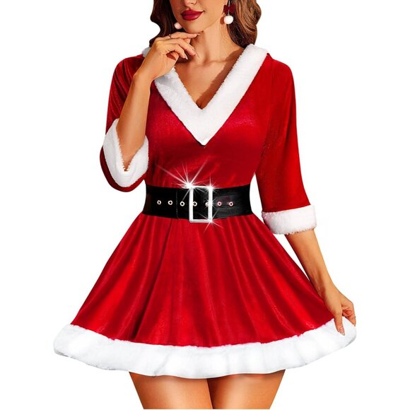 hot sexy see through lingerie Sexy crotchless Christmas lingerie set